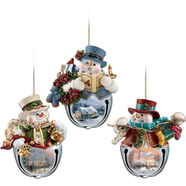 Thomas Kinkade 'Christmas Bells' Snowman Bell Ornaments