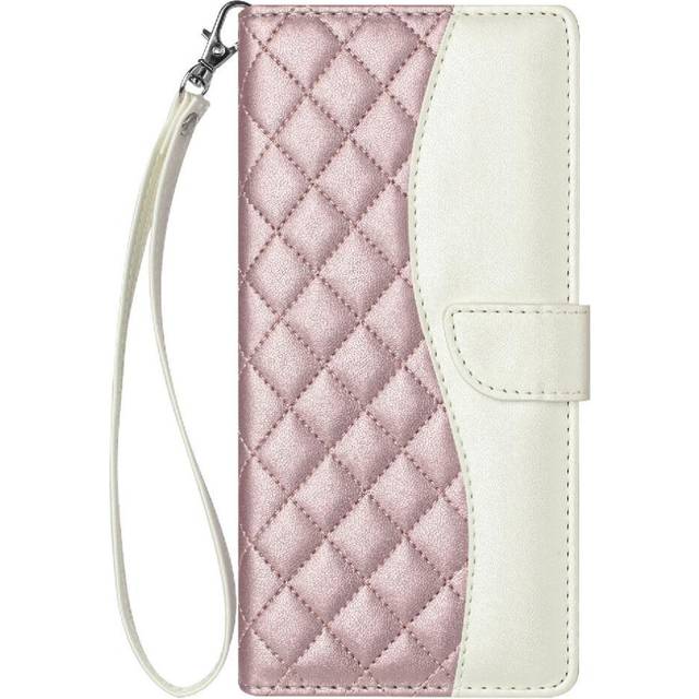 (Rose Gold ) Flip Case for Google Pixel 5 Xl Card Slots Holder Wrist Strap Magnetic Light Color Wallet Protection