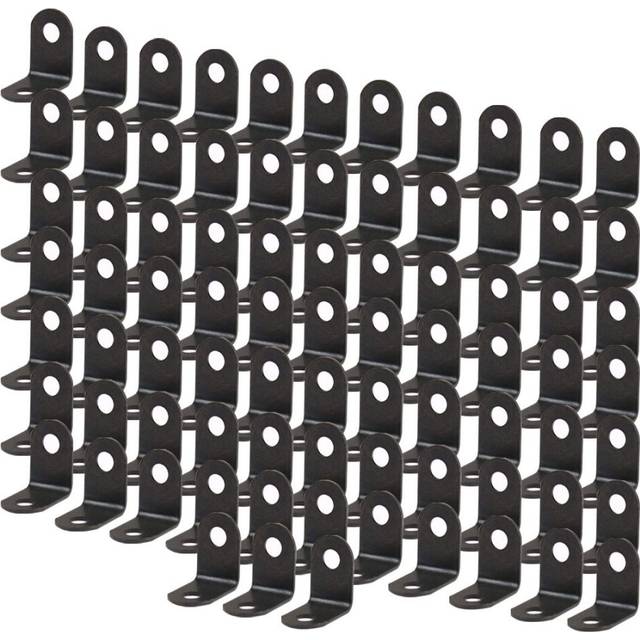80pcs Angle Bracket Metal 12x12mm Black Corner Brace Fastener L Shaped Right Angle Brackets Corner Protector Shelf Support with Screws for Furniture