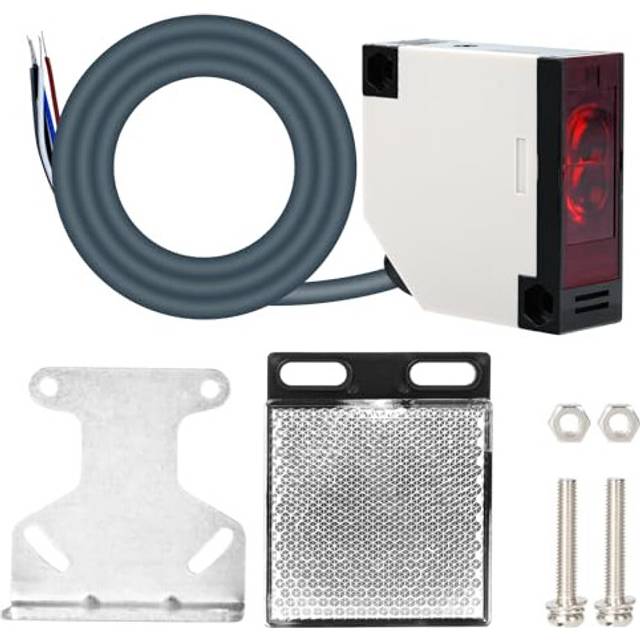 Photoelectric Sensor Switch,12-24VDC Photoelectric Beam Sensor E3JK-4M1 Retroreflective Photoelectric Sensor Proximity Switch Reflector Induction