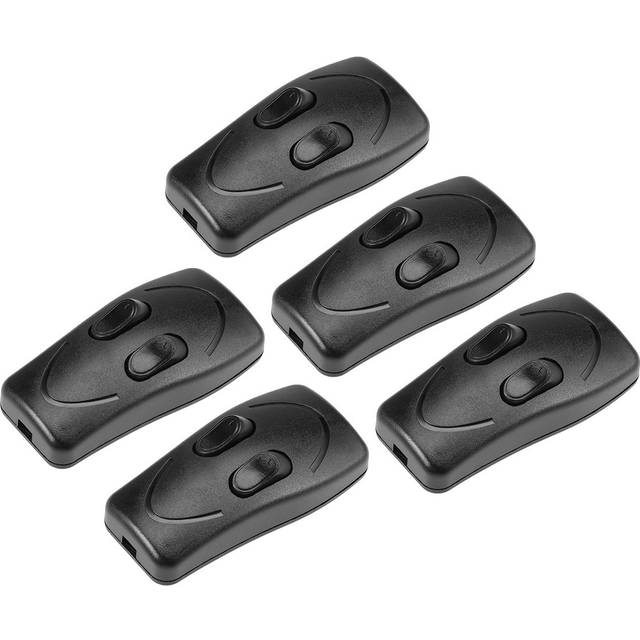 Inline Cord Switch Ac 250v 1a Duplex Lamp Light Rocker Switch Black 5pcs