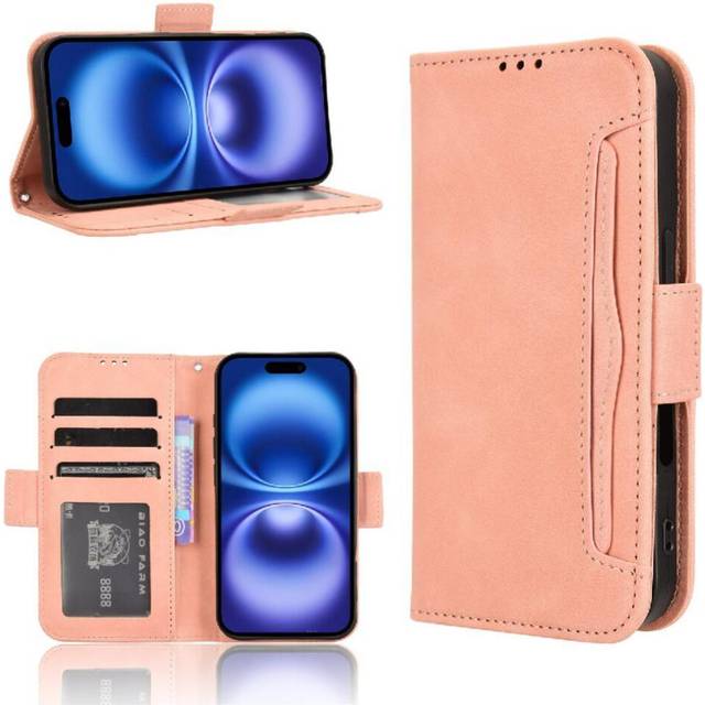(Pink) Compatible Case for iphone 16 Plus Unique Accurate Incision Kickstand Function High Quality