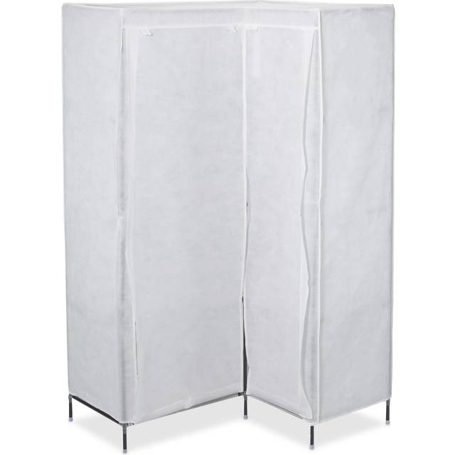 Relaxdays - Corner Canvas Wardrobe 3rd Generation, 8 Tiers, 2 Rails, Plug-In System, 169 x 100 x 83 cm, Different Colours