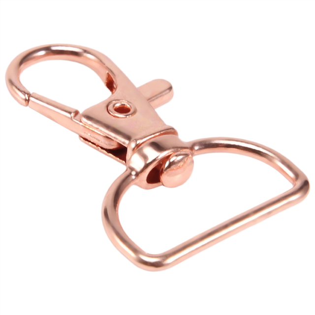 35Pcs Swivel Clasps Lanyard Snap Hooks Keychain Clip Hook Lobster Claw Clasp Metal with D Rings Rose Gold