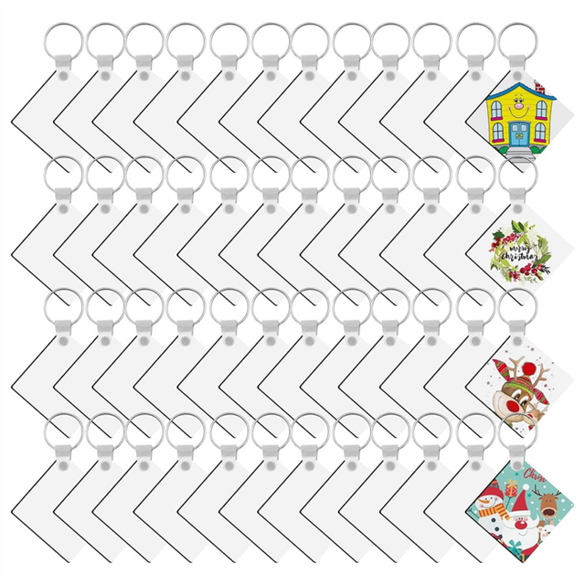 180 Pieces Sublimation Keychain Blanks Bulk, Double Side Heat Transfer Ornament Blanks, (Square)