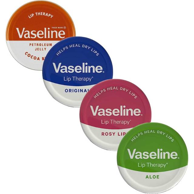 Lip Balm - Petroleum Jelly - Lip Therapy - Original, Coco Butter, Alo VeraAnd Rosy 20g Tin - Soothes Dry Lips - Pack Of 4