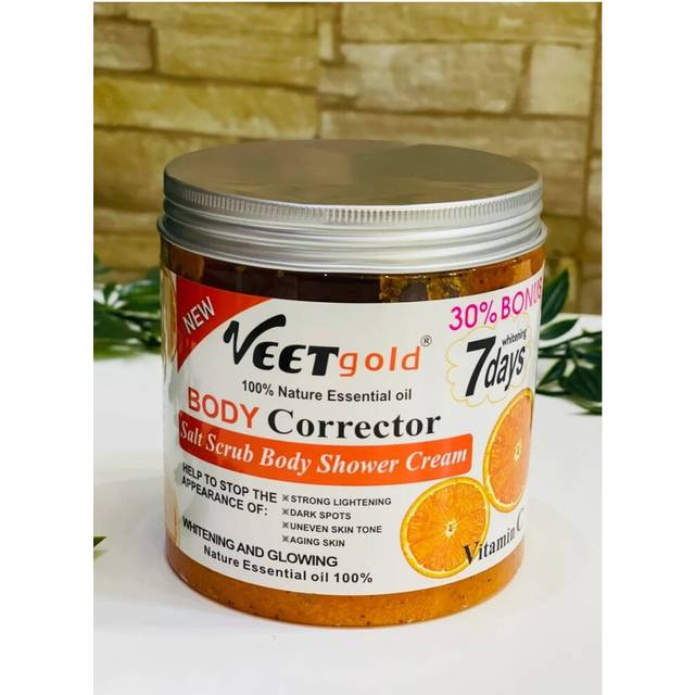 Veet Gold Vitamin C Salt Scrub Body Shower Cream 500g | Exfoliating Body Wash | Removes Dead Skin | Result in 7 Days | Soft Glowing Skin