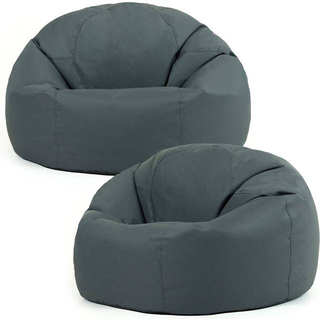 Winfield Classic Indoor Outdoor Bean Bag Chair Pack of 2 - Dark Grey (Medium)