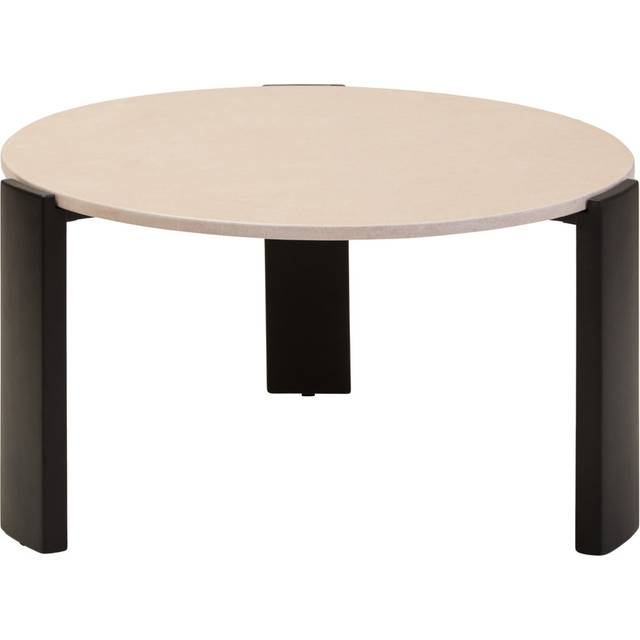 Round Black Marble Top Small Coffee Table - White (46cm H x 89cm L x 89cm W)