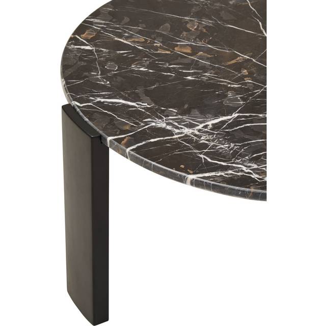 Round Black Marble Top Small Coffee Table - Cream (46cm H x 89cm L x 89cm W)