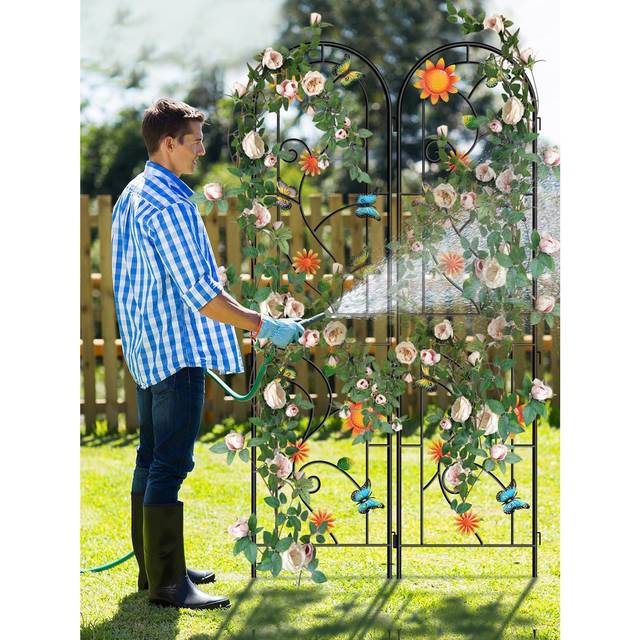 220cm H x 50cm W Metal Gothic Trellis - Blue;Black;Green;Orange (220cm H X 50cm W X 1cm D)