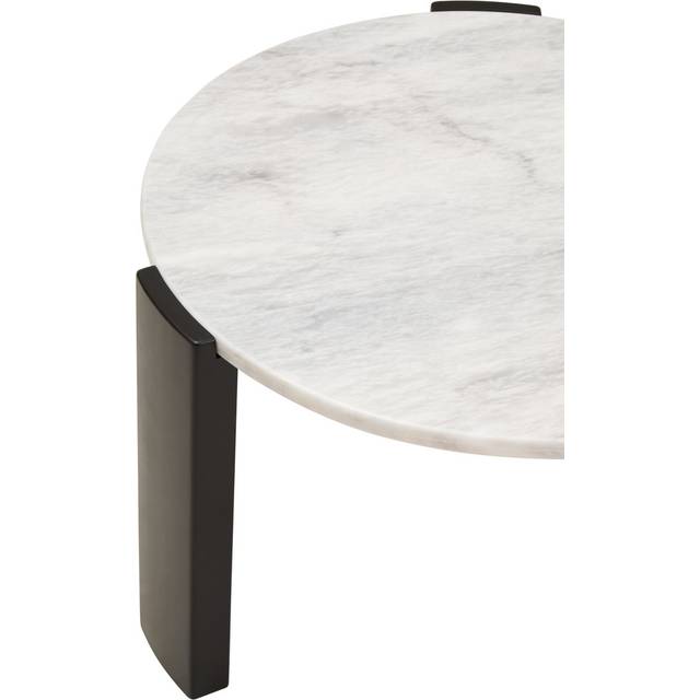 Round Black Marble Top Small Coffee Table - White (38cm H x 60cm L x 60cm W)