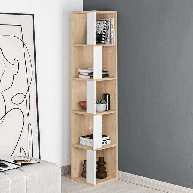 Piano' Modern Corner Bookcase Display Unit 158.9cm - Multi - 1 Pack