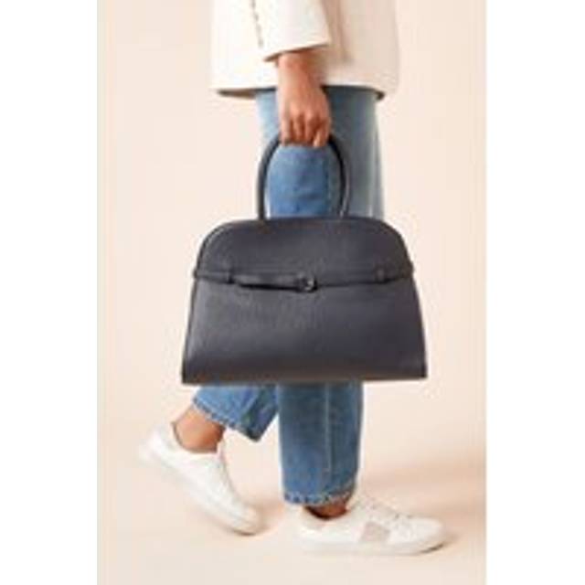 Womens York Large Bowler Bag With Buckle Detail And Crossbody Strap - Navy - One Size
