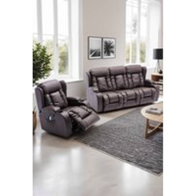 Caesar Manual Recliner Bonded Leather 1+3 Seater Sofa Set - Brown - One Size