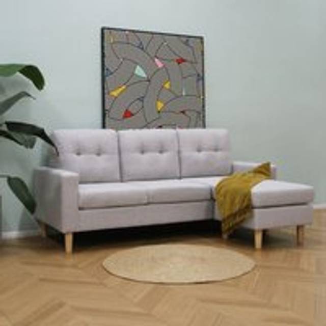 Pisa Small Corner Sofa Bed with Reversible Chaise Soft Woven Fabric Oatmeal - Beige - 3 Seater