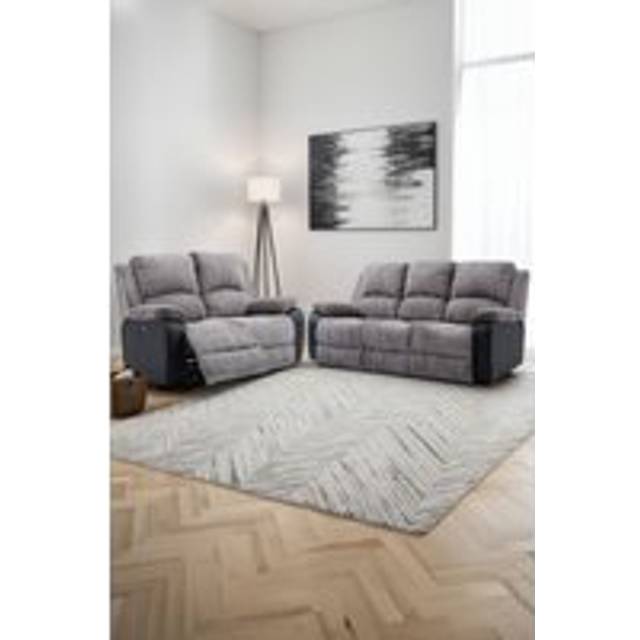 Seattle Electric Recliner Fabric 2+3 Seater Sofa Set - Grey - One Size