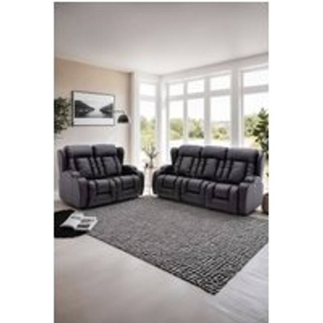 Caesar Electric Recliner Bonded Leather 2+3 Seater Sofa Set - Black - One Size
