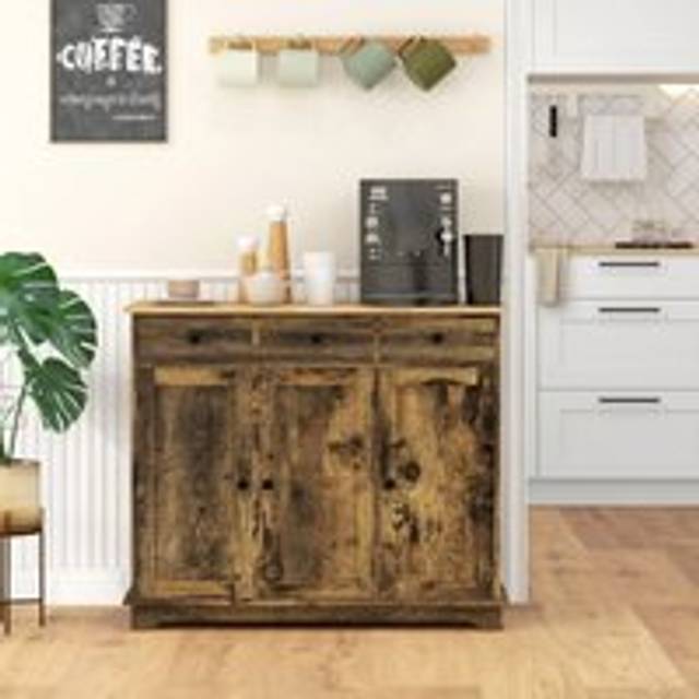 Homcom Modern Sideboard Buffet Cabinet With Storage Cabinets And Drawers In Brown - One Size