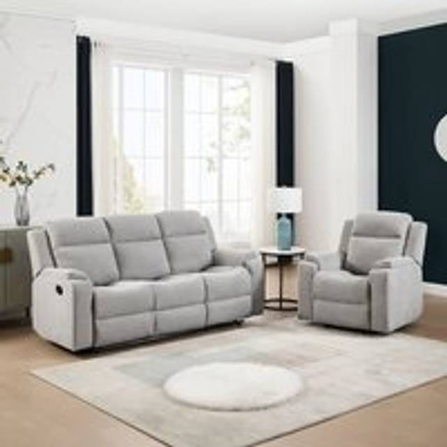 Orka 1+3 seater fabric manual recliner sofa set (Grey)