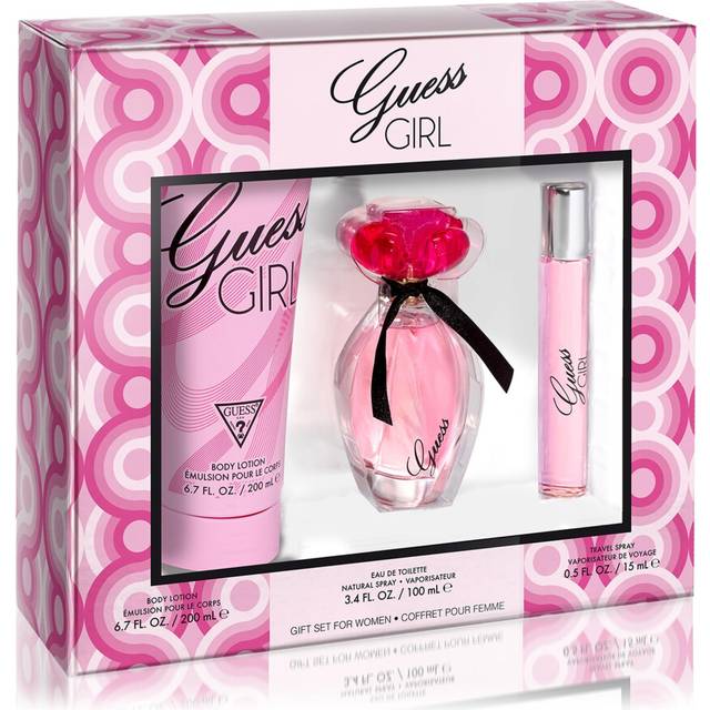 GUESS Girl Eau de Toilette 3 Piece Gift Set - Perfume Spray 3.4 Fl. Oz.  Travel Spray 0.5 Fl. Oz.  & Body Lotion 6.7 Fl. Oz.