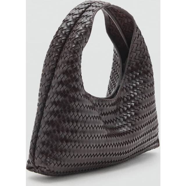 Braided leather handbag chocolate - Woman - One size - MANGO - Chocolate - U