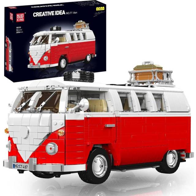MOULD KING 10030 Technik T1 Camper Car Van Model Building Blocks Creative Toys for Christmas Birthday Gift