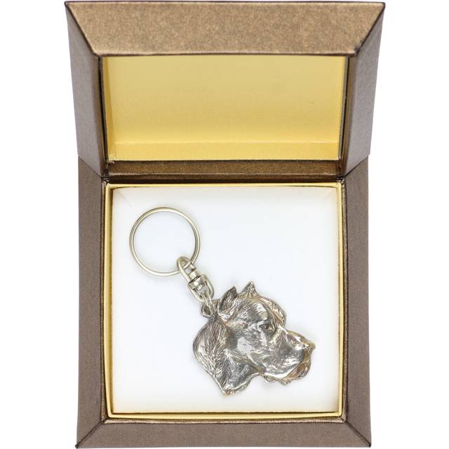 Dogo Argentino - Silver-plated pendant with a dog in a decorative box, handbag decoration, backpack pendant by Art-Dog brand silver