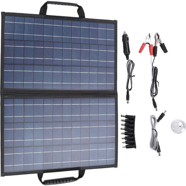 Solar Panel Kit with Angle Adjust Meter Polycrystalline Silicon 80W Foldable 2 USB 1 Type C 1 DC