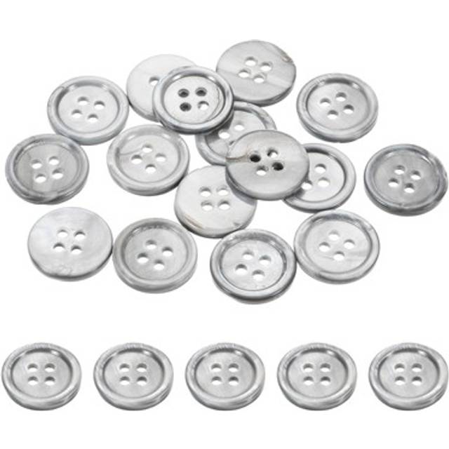 15 Pcs 15mm Mother Of Pearl Buttons, 4 Holes Mop Pearl Shell Buttons, Gray