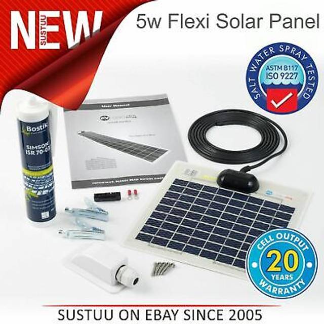 Solar Technology 5W Flexi Solar Panel & Roof/Deck Top Kit