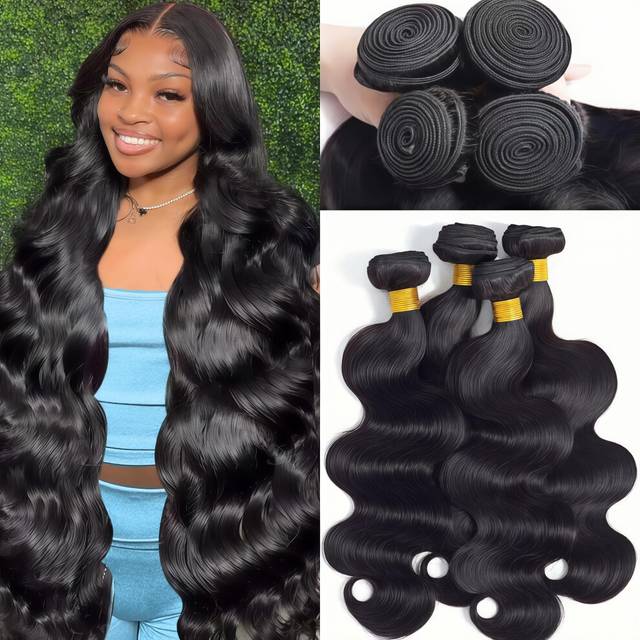 12A Human Hair Bundles 18 20 22 24 Inch Body Wave Bundles Human Hair 100% Unprocessed Brazilian Virgin Hair 4 Bundles Deals Human Hair Quick Weave Bun