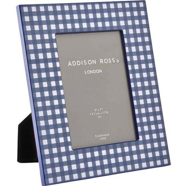 Navy Gingham Lacquer Photo Frame