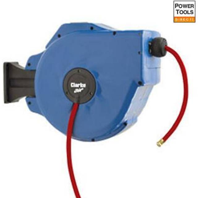 "Clarke Air Hose Reel Line 50ft 3/8"" Retractable Rewind Wall Mountable CAR15PC"