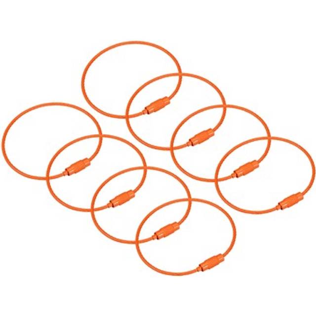 8pack cable key rings, 6-inch(155mm) wire keychain twist loops, orange