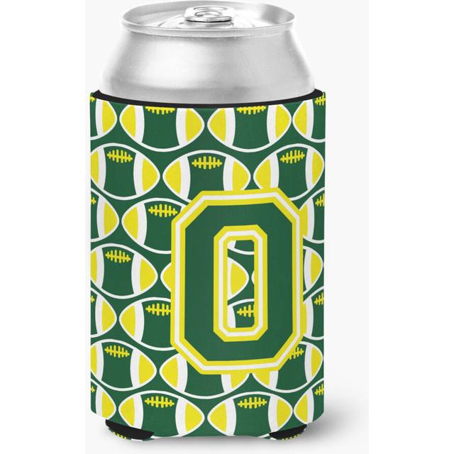 """""Caroline's Treasures CJ1075-OCC Letter O Football Green and Yellow Can or Bottle Hugger  Multicolor"""""