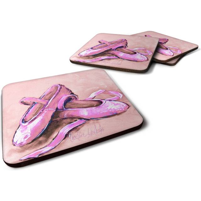 """""Caroline's Treasures MW1305FC Ballet Shoes Pink Foam Set of 4 coasters  Multicolor"""""