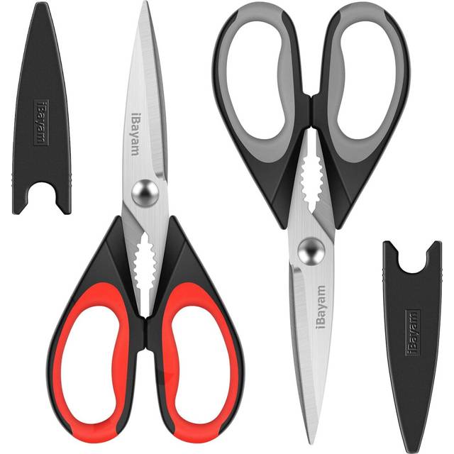 Kitchen Shears, iBayam 2-Pack Kitchen Scissors Heavy Duty Meat Scissors, Dishwasher Safe Cooking Scissors, Multipurpose Stainless Steel Sharp Utility