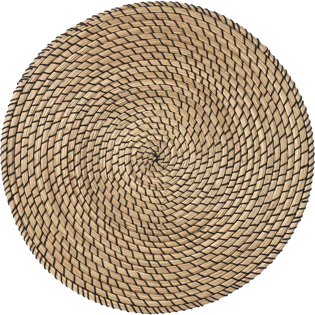 Ikea lättad round placemat seagrass/black washable dining table mat 37cm