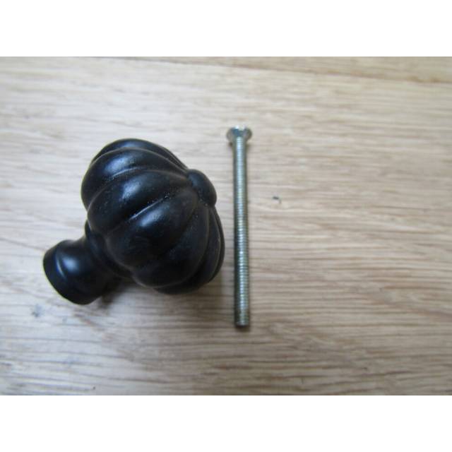 Pumpkin Fluted Cabinet Knob Black Antique 32mm by Ironmongery World