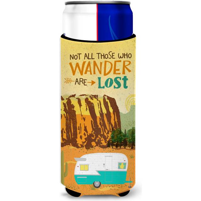 Caroline's Treasures VHA3025MUK Retro Camper Camping Wander Hugger for slim cans Can Cooler Sleeve Hugger Machine Washable Drink Sleeve Hugger Collaps