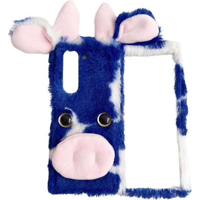 (Blue) Case for Samsung Galaxy Z Fold6 Lovely Fuzzy Fluffy Cartoon Cow Cow Phone Case Autumn and Winter