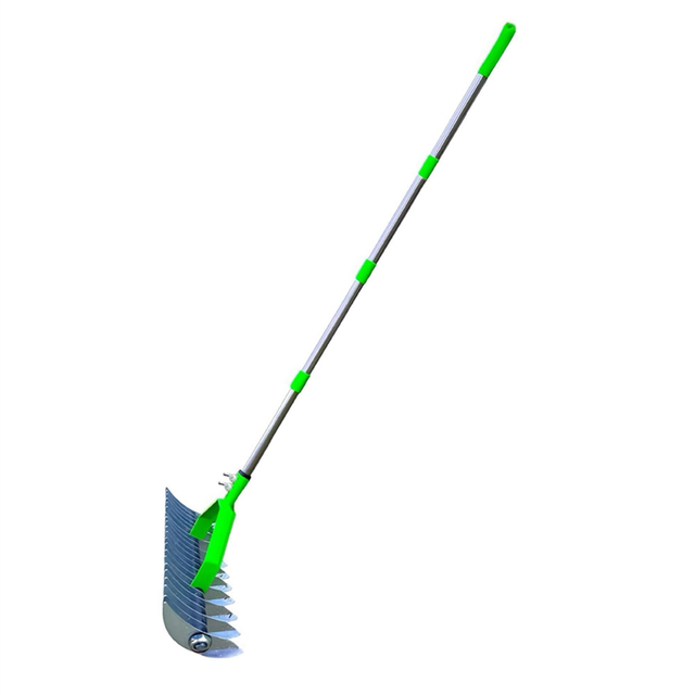 1.7M Lawn Hay Rake, Thatch Leaf Garden Descaling Scarifier, Soil Rake