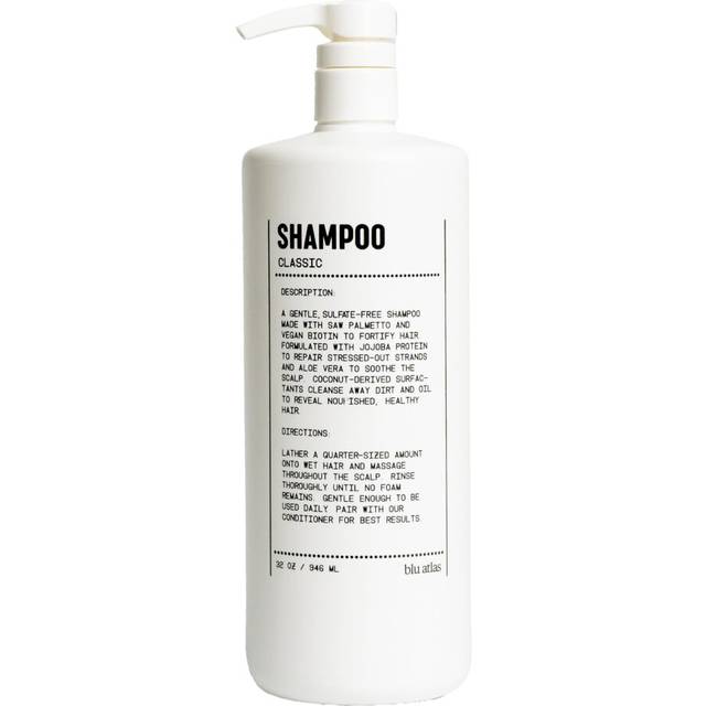 Blu Atlas Men's Natural Shampoo - For All Hair Types - Gentle Cleansing  Deep Hydrating Shampoo Vegan Sulfate and Paraben-Free- Classic Scent  32 oz.