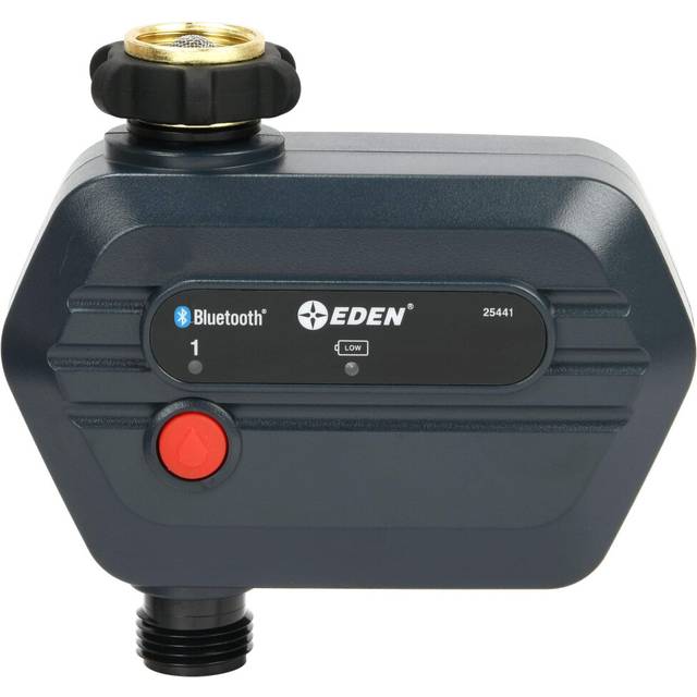 Eden 25441 1Zone Bluetooth Water Timer for Smart Irrigation  Remote Control via App  Customizable Scheduling  and Water Delay