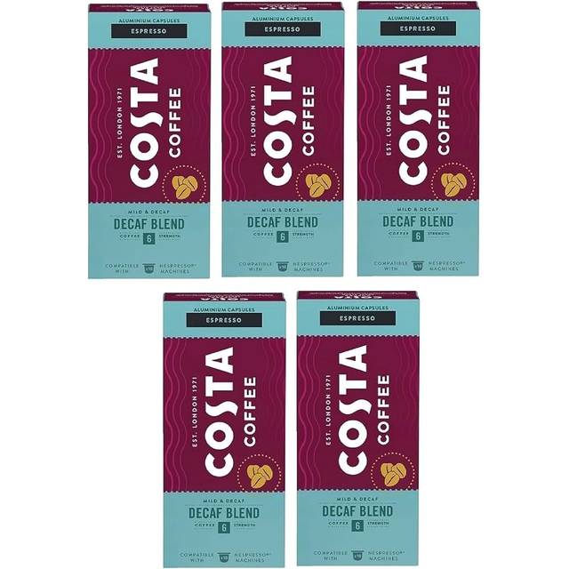 50 costa coffee decaf blend espresso nespresso compatible aluminium pods