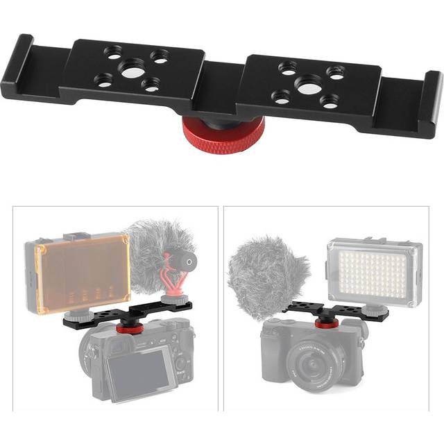 Aluminum Triple Cold Shoe Mount Plate Bracket for Camera Microphone LED Light Mounting black