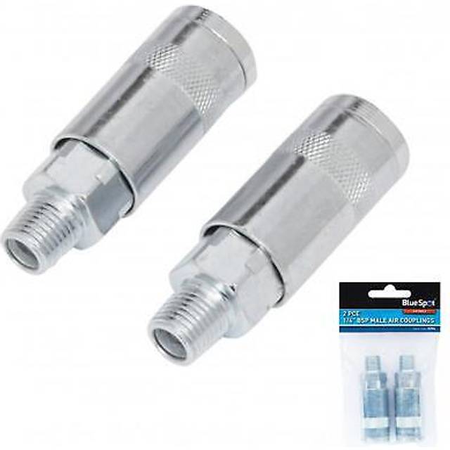 Bluespot - 2pc Air Line Fittings Hose Compressor Coupler Connector 1/4' bsp Male