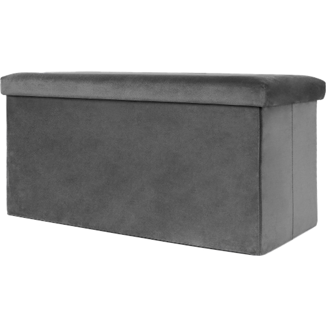 OHS Folding Ottoman Storage Box Footstool Tub Space Saving Velvet Seat, Rectangle - One Size