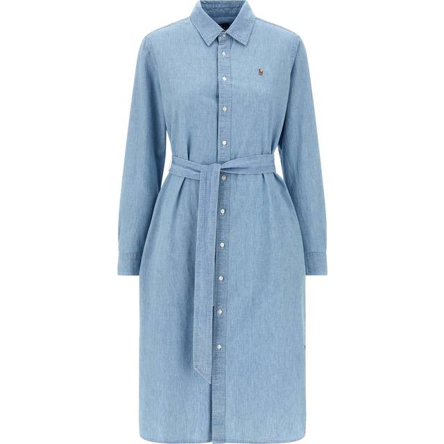 Belted Midi Shirt Dress - Chambray - 8